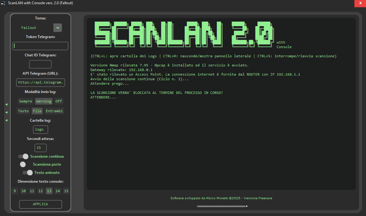 Schermata principale di ScanLAN with Console 2.0